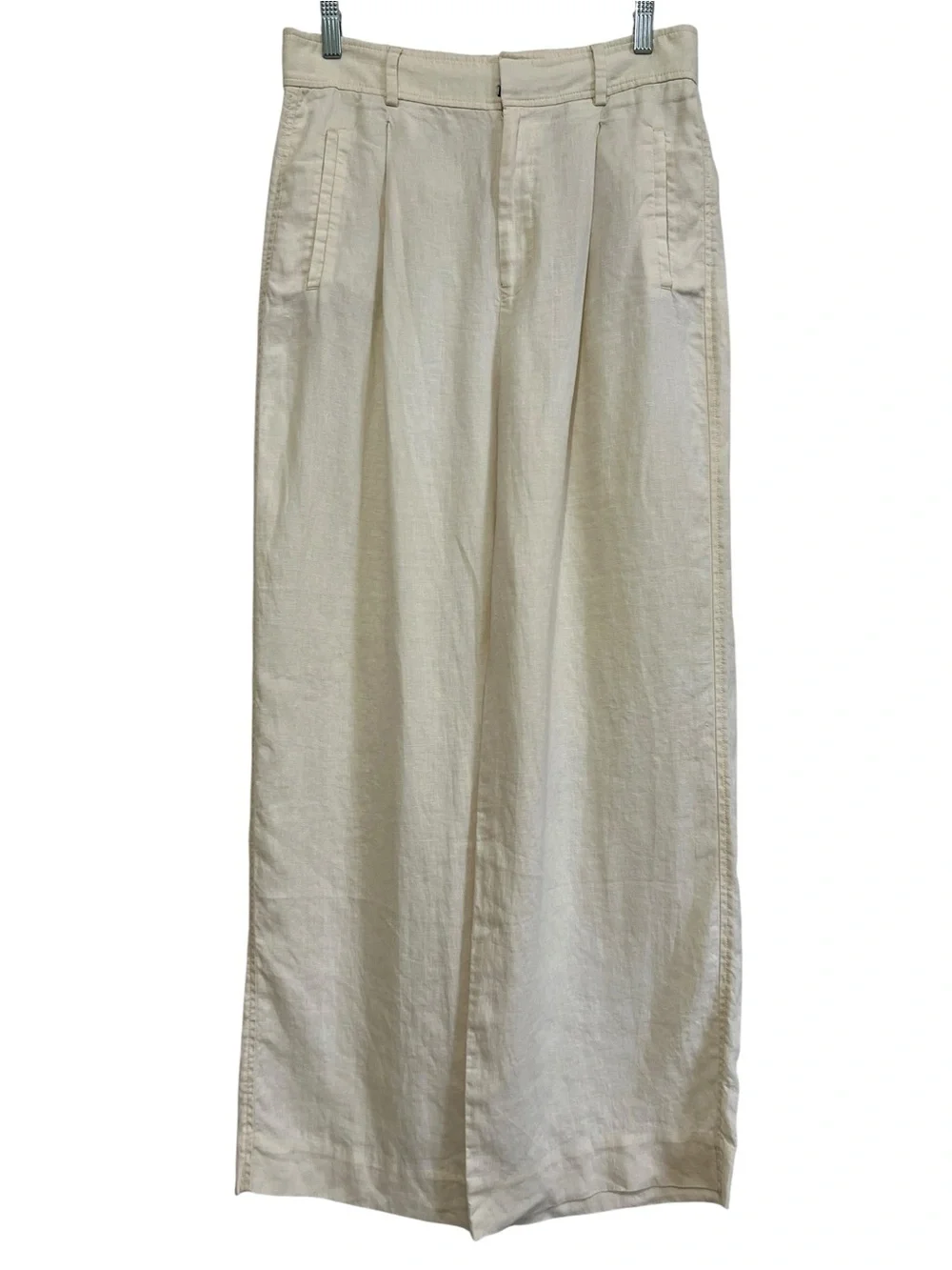 Everlane The Linen Way-High Drape Pant Wide-Leg Bone Cream Size 8
